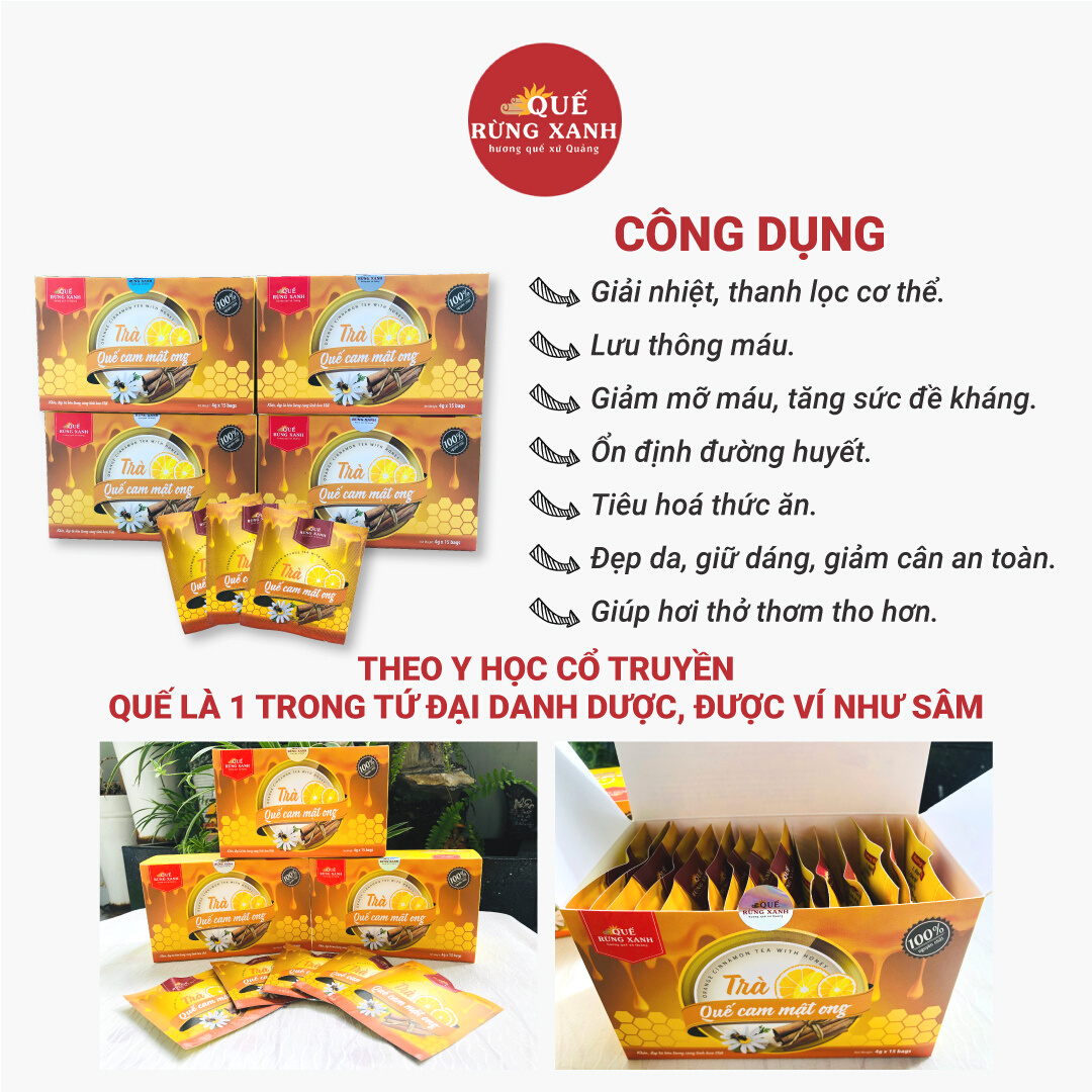 Trà quế cam mật ong Quế Rừng Xanh - sản phẩm độc quyền &amp; duy nhất tại Việt Nam kết hợp 3 trong 1 - Cam, Quế, Mật ong - HÀNG CHÍNH HÃNG