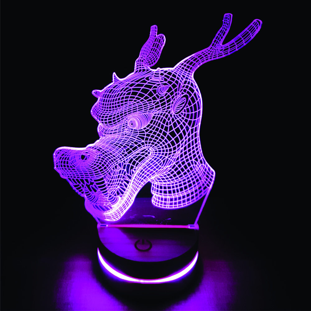 Đầu rồng, Đèn 3D led, Đèn ngủ thay đổi 16 màu