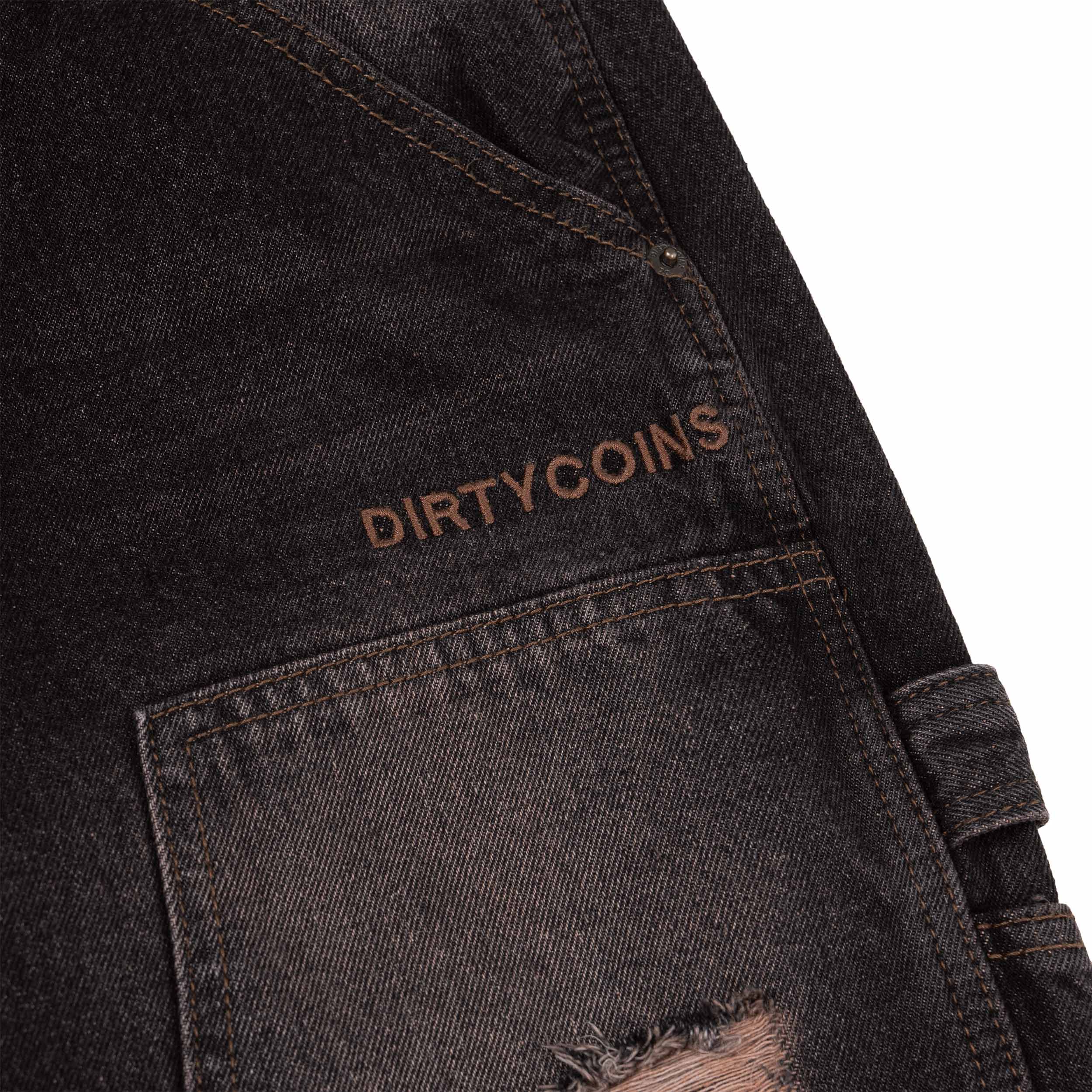 Quần DirtyCoins Distressed Double Knee Denim Pants Brown