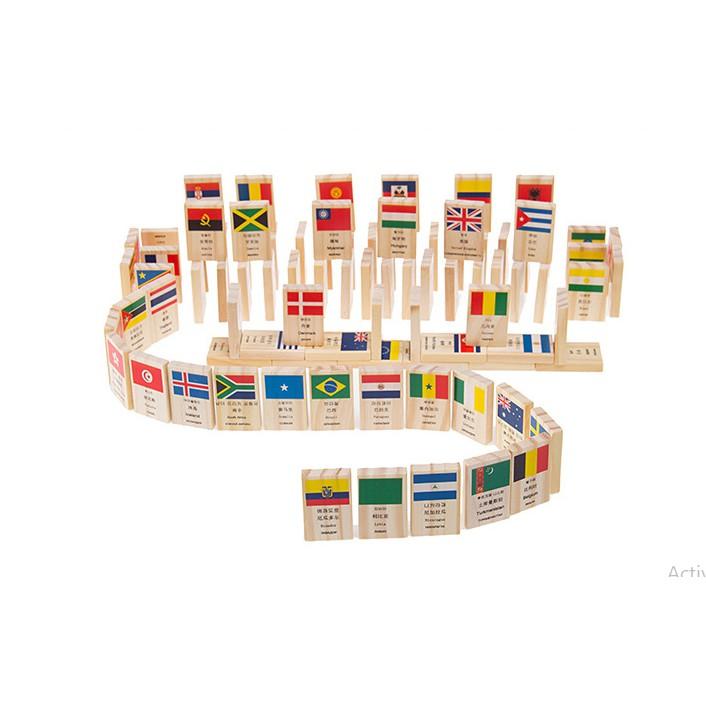 Bộ đồ chơi Domino 100 quốc kỳ các nước - Đồ chơi gỗ thông minh cho bé
