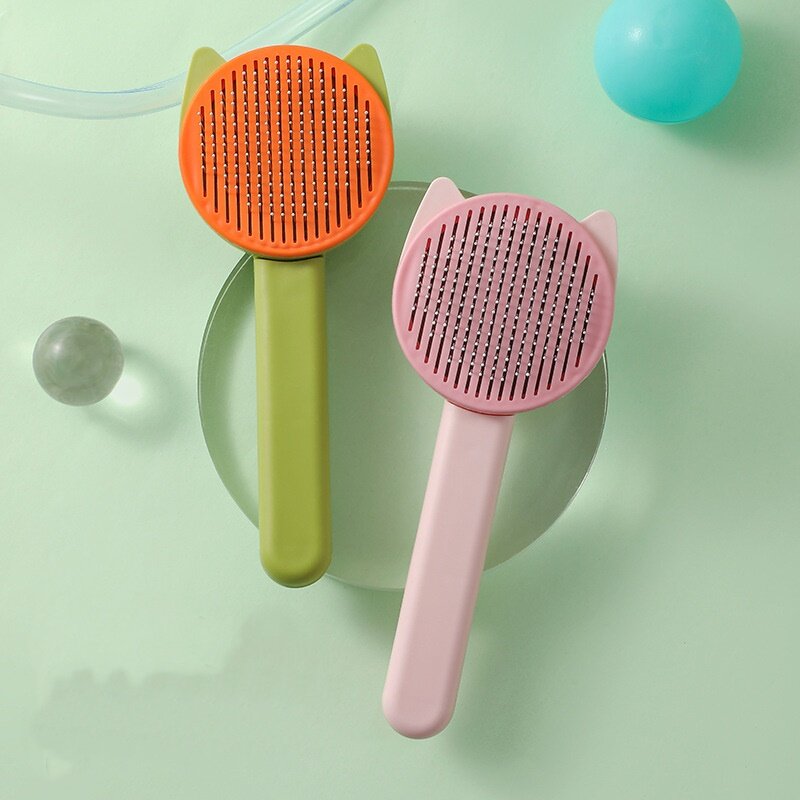 Lược Chải Lông Có Nút Bấm Đẩy Lông Thừa Cho Chó Mèo Hình Tai Mèo - YonaPetshop