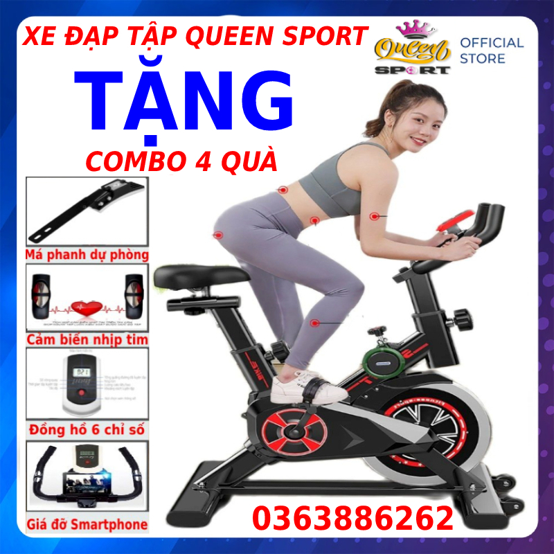 Xe Đạp Thể Dục SPORT Tại Nhà Kiểu Dáng Chắc Chắn, Có Điều Chỉnh Cao Thấp Yên Xe, Màu Đen