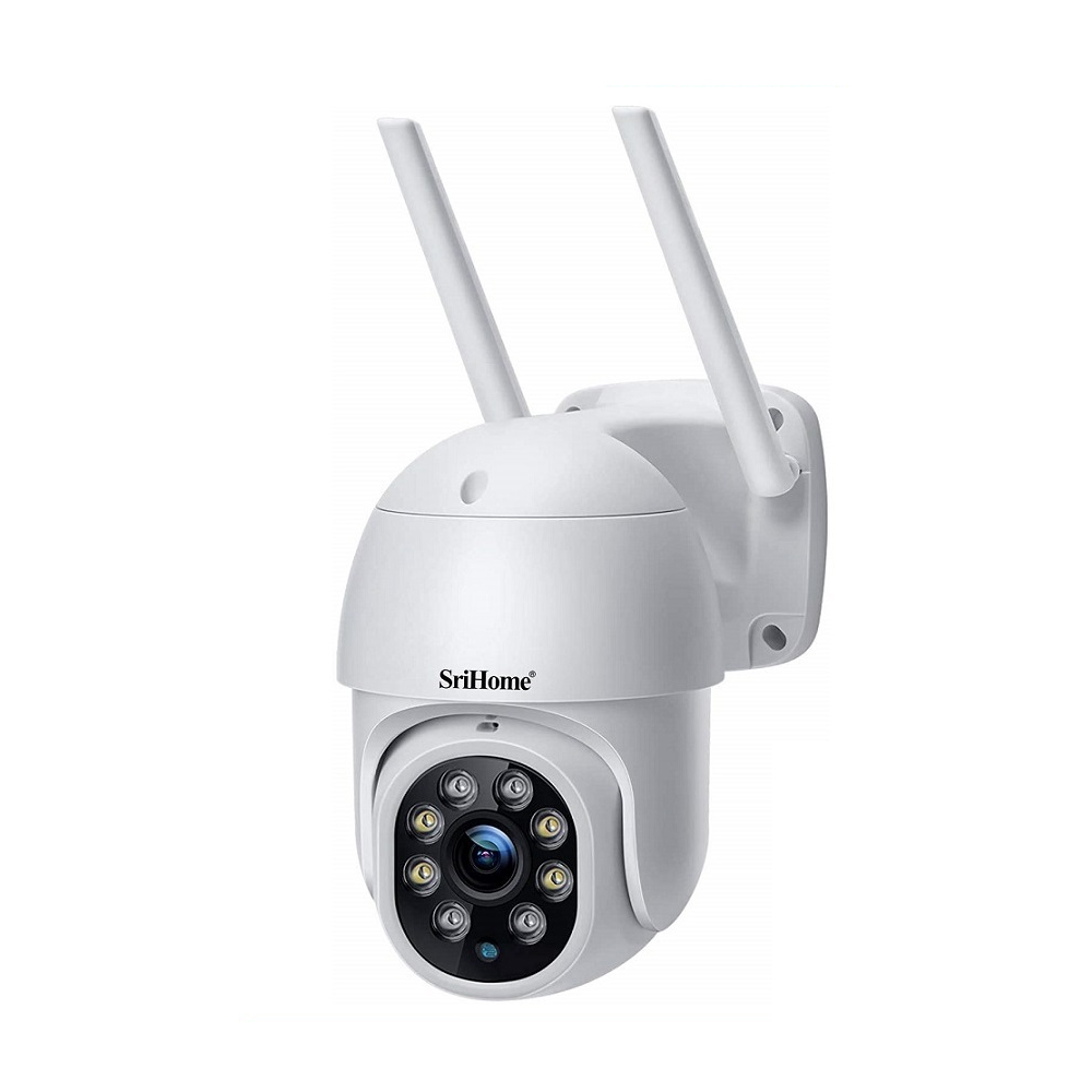 Camera IP Wifi ngoài trời PTZ SriHome SP028 2.0MP FullHD 1080P, Xoay 355 độ, chống nước IP66 (Trắng) HÀNG CHÍNH HÃNG