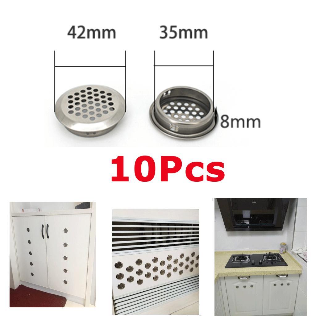 2X Cabinet Air Vents Cover Stainless Steel Round Vent Mesh Hole Louver 35mm