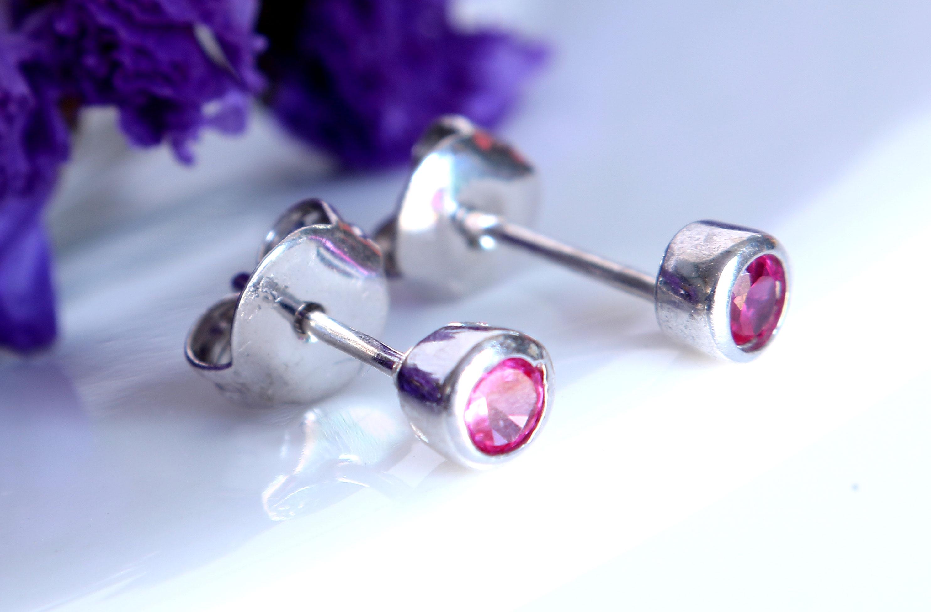 Bông tai bạc nữ Pink level