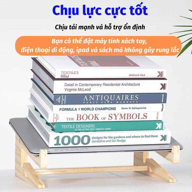 Giá Đỡ Laptop, Máy Tính, IPad, Macbook, Máy Tính Bảng Chất Liệu Gỗ Cao Cấp Hỗ Trợ Giúp Tản Nhiệt Chống Mỏi Cổ, Vai, Gáy, Giá Đỡ Để Bàn Dễ Dàng Gấp Gọn Có Thể Tháo Rời Thông Minh, Đế Tản Nhiệt – Hàng Nhập Khẩu
