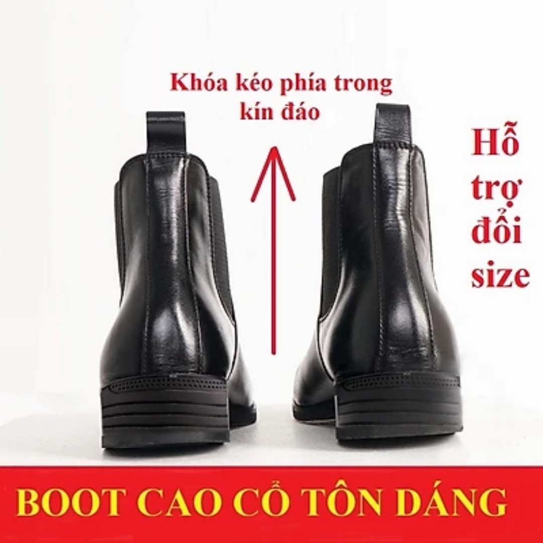 [FREE SHIP] Giày Da Nam Chelsea Boots Classic Da PU, Giày Bốt nam 1 bên kéo khóa, 1 bên phối thun cá tính BS68