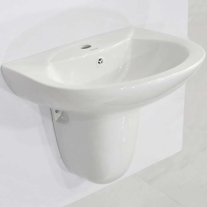 Chậu Lavabo sứ men Nano tuyết trắng chân treo Eurolife LVB-01