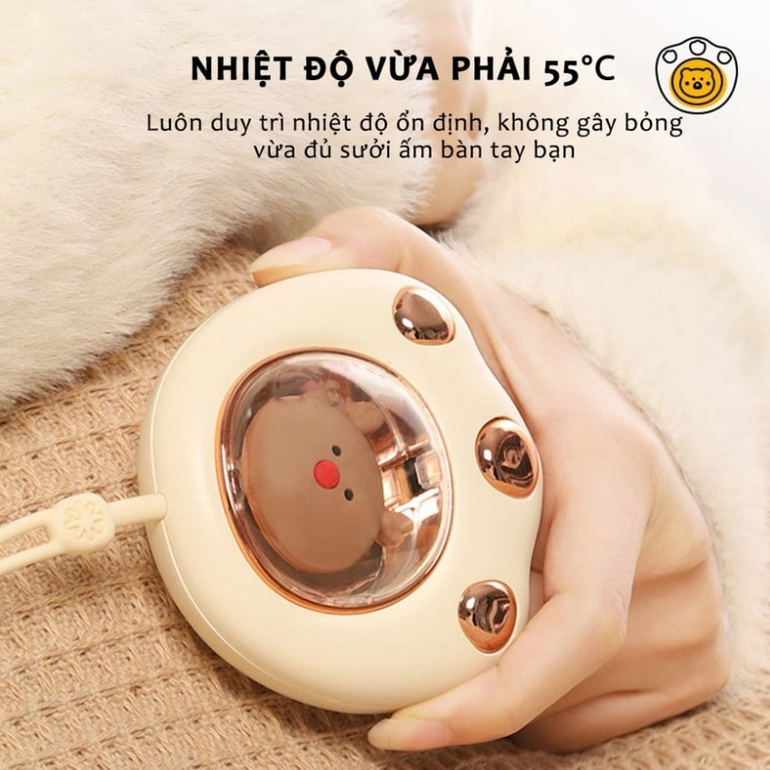 Máy Sưởi Mini Cầm Tay Máy Sưởi Cầm Tay Đa Chức Năng Thông Minh Nhỏ Gọn Bỏ Túi Hình Tay Mèo Giao Màu Ngẫu Nhiên