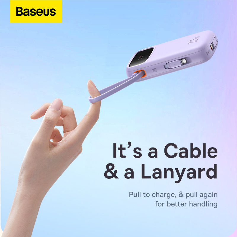 Pin Sạc Dự Phòng Baseus Qpow 2 Pin 10000mah 20000mah PD Sạc Nhanh 20w 22.5w Có Dây Sạc IP + Type C Màn Hình LED - Hàng Chính Hãng