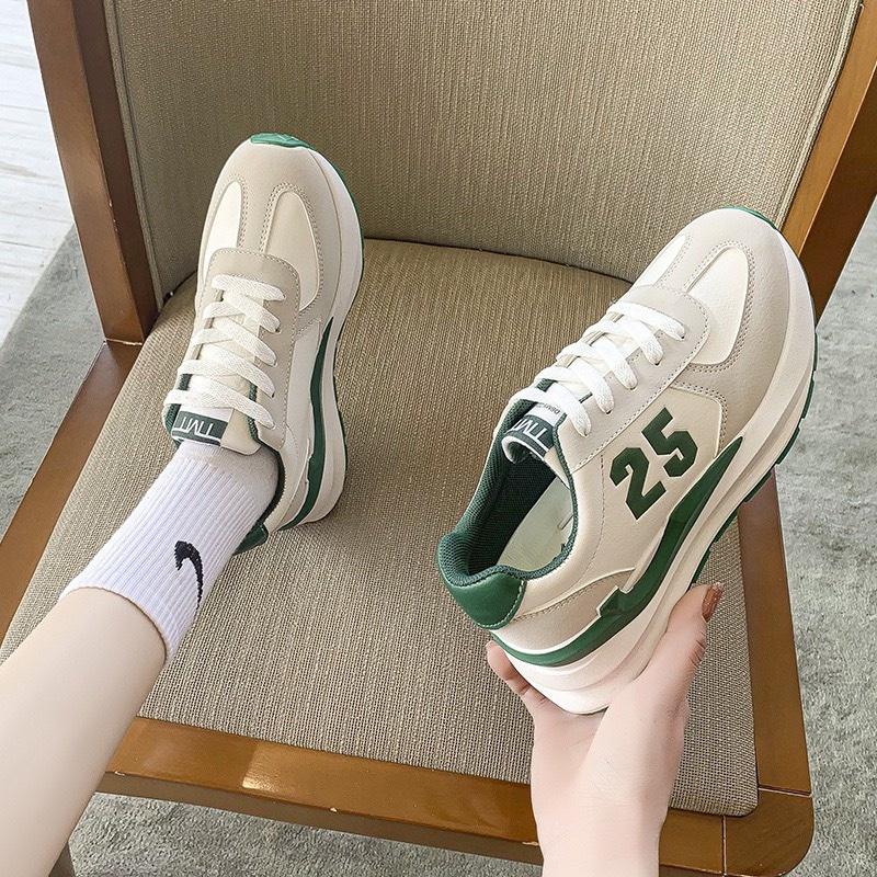 Giày MWC 0693 - Giày Thể Thao Nữ Đế Cao, Giày Sneaker Da Cá Tính Năng Động Thời Trang