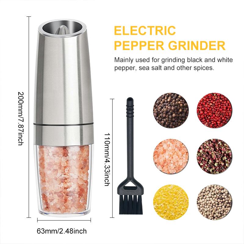 Điện Muối Cối Xay Tiêu Inox Cối Xay Gia Vị Máy Xay Muối Và Cối Xay Hạt Tiêu Cầm Tay Có Thể Điều Chỉnh Coarseness Nhà Bếp Tiện Ích Bộ