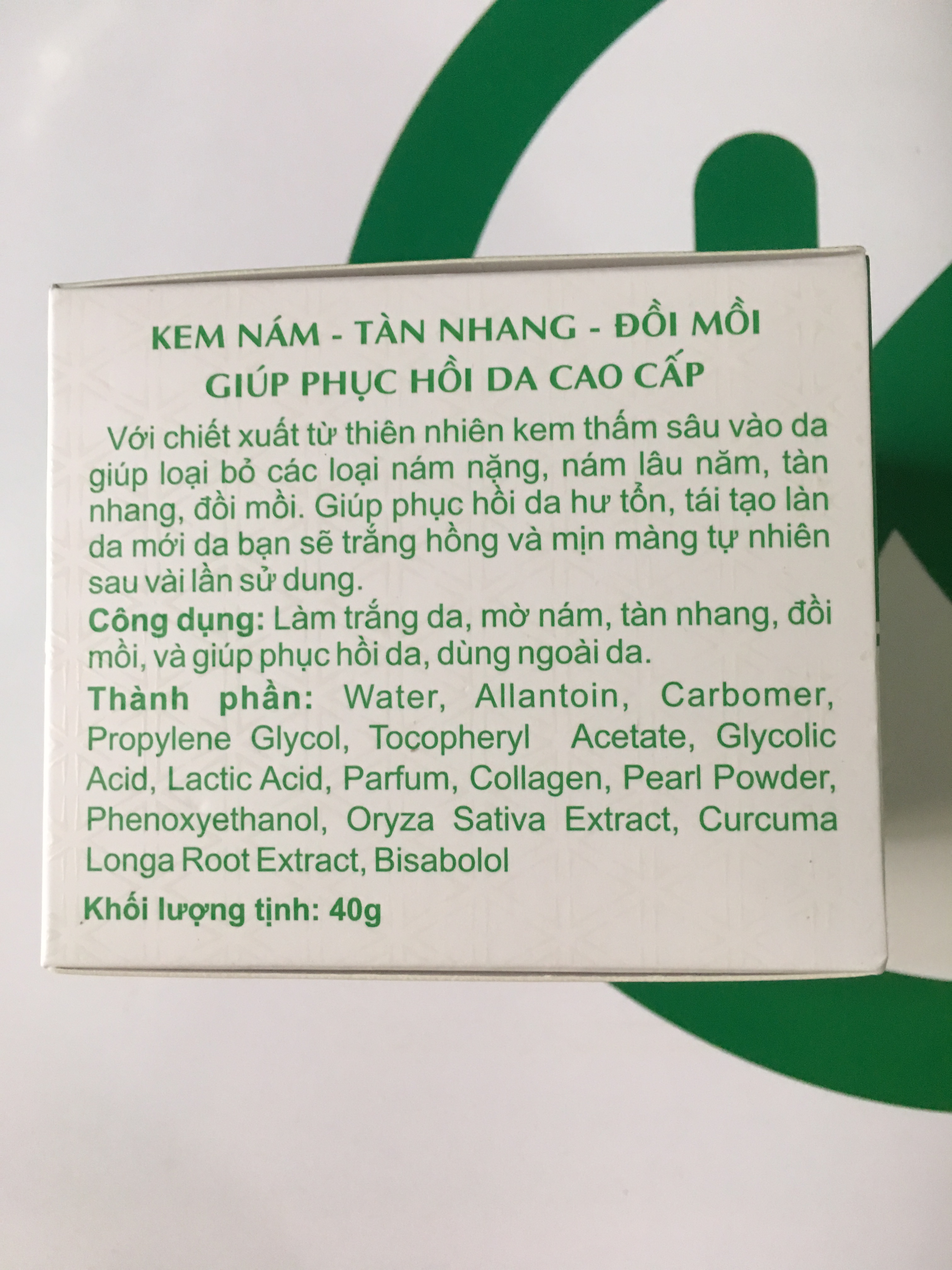 KEM NÁM – TÀN NHANG – ĐỒI MỒI – GIÚP PHỤC HỒI DA CAO CẤP