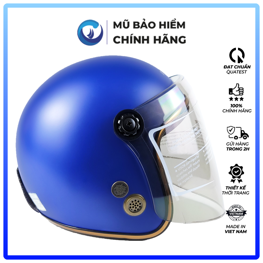 Mũ Bảo Hiểm 3/4 - Blue Sea A100K - Có Kính Chắn Gió Cao Cấp - Chính hãng