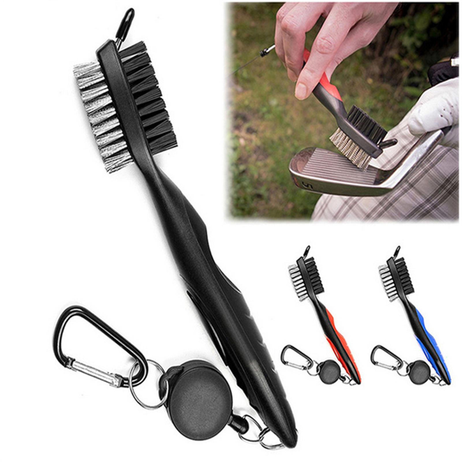 Bàn Chải Gậy Golf 2 Mặt Dụng Cụ Vệ Sinh Rãnh Gậy, Móc Đa Năng Nhôm Có Thể Thu Vào