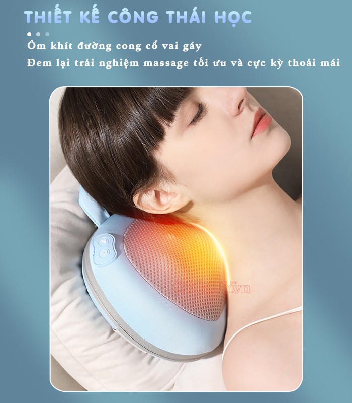 Gối Massage Hồng Ngoại, Máy Mát Xa Cổ Vai Gáy, Matxa Toàn Thân Nikio NK-135DC - Công Nghệ Xoa Bóp Chuyên Sâu, Sưởi Ấm Hồng Ngoại - Pin sạc