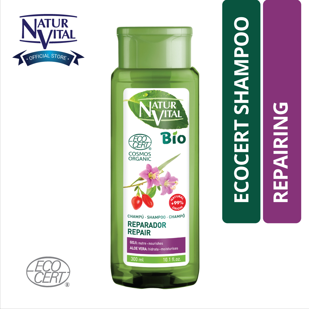 Dầu Gội Hữu Cơ NaturVital Ecocert Repairing Thuần Chay Chiết Xuất Nha Đam, Giúp Phục Hồi, Tăng Cường & Bảo Vệ Điều Kiện Cân Bằng Của Tóc