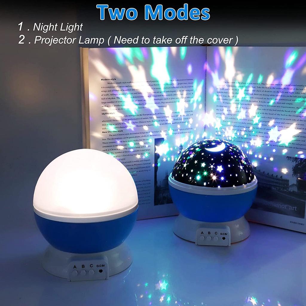 Đèn LED Chiếu Hình Mặt Trăng Và Ngôi Sao Xoay Lãng Mạn Trang Trí Phòng Ngủ