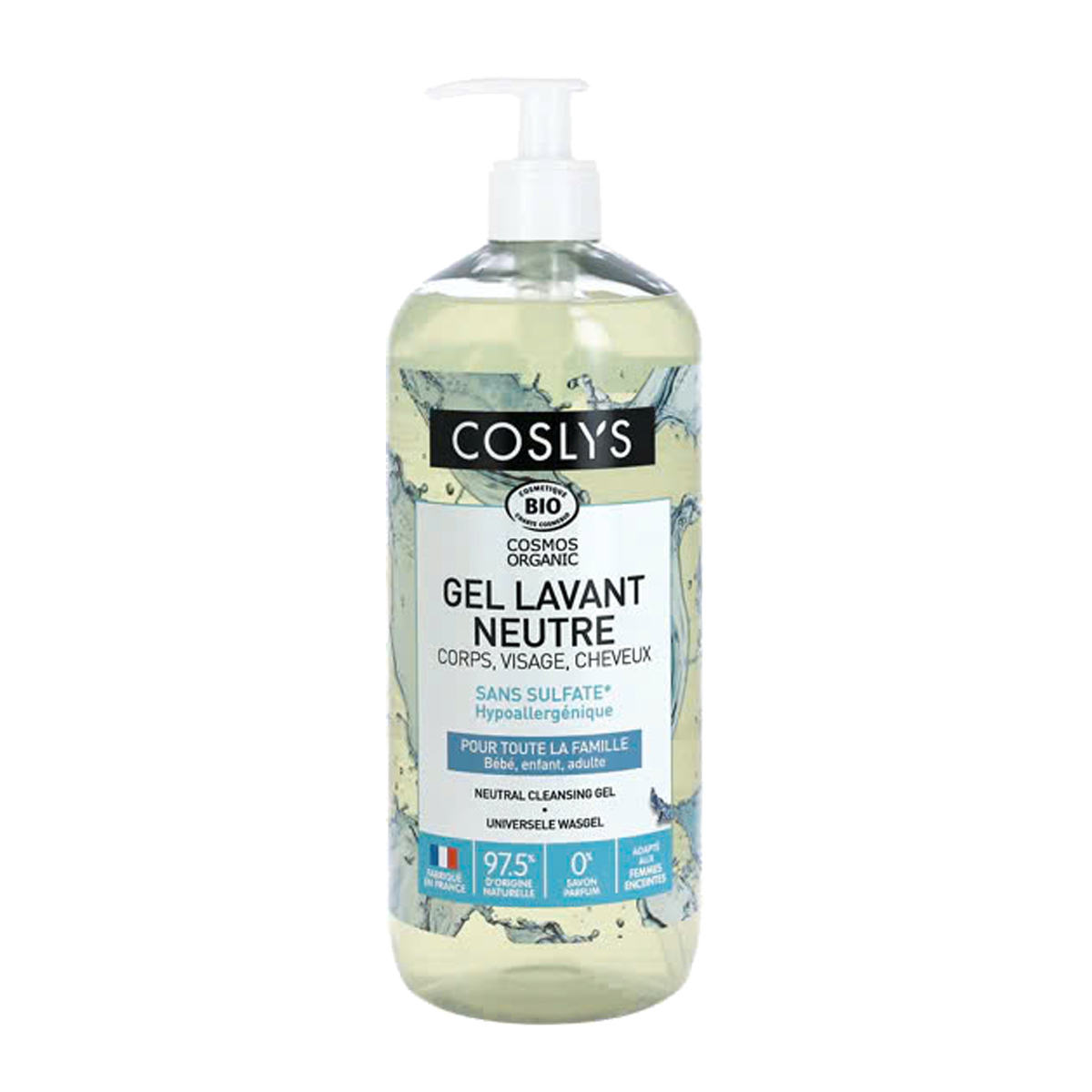 Sữa tắm dạng gel cho da nhạy cảm hữu cơ Coslys 1L neutral cleansing gel