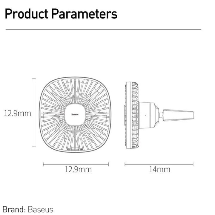 Quạt xếp gắn lưng ghế ô tô nhãn hiệu Baseus CXZR-01 tích hợp pin sạc dung lượng 1000mAh - Hàng Nhập Khẩu