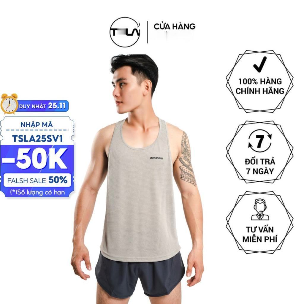 Áo thể thao ba lỗ nam Tsla Devops form rộng dạng lưới mặc tập gym work out yoga DEH1004