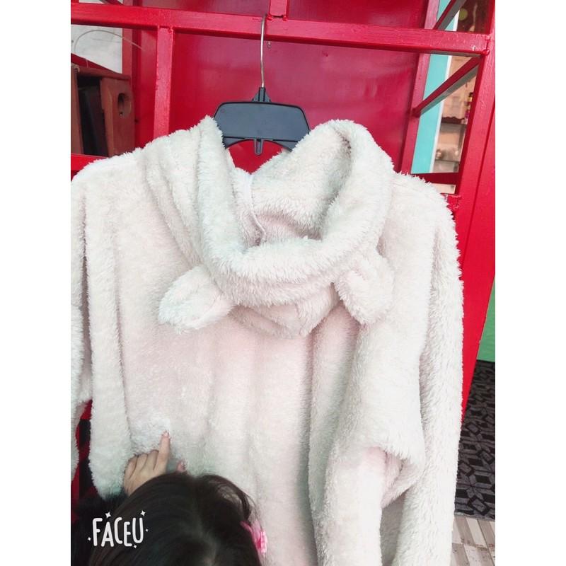 Áo khoác hoddi lông cừu dáng rộng