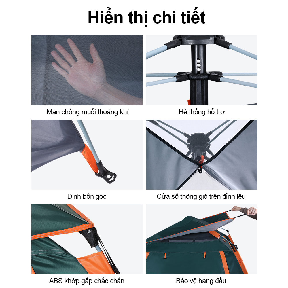 OneTwoFit Lều cắm trại tự bung , lều du lịch dã ngoại dành cho 4-6 người, chống thấm nước OT039801