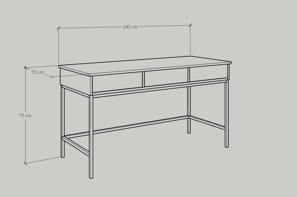 [Happy Home Furniture] NOMIA , Bàn làm việc 1m4 - chân sắt , 140cm x 55cm x 75cm ( DxRxC), BAN_037