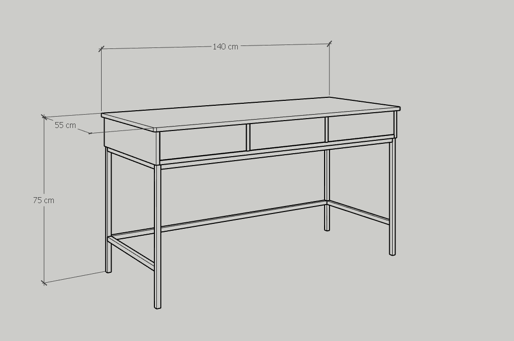 NOMIA , Bàn làm việc 1m4 - chân sắt , 140cm x 55cm x 75cm , BAN_037