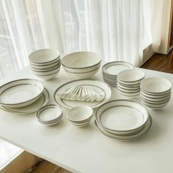 Bộ đồ ăn sứ xương Imperial London Bạch kim Anh 50 chi tiết Hàng chính hãng