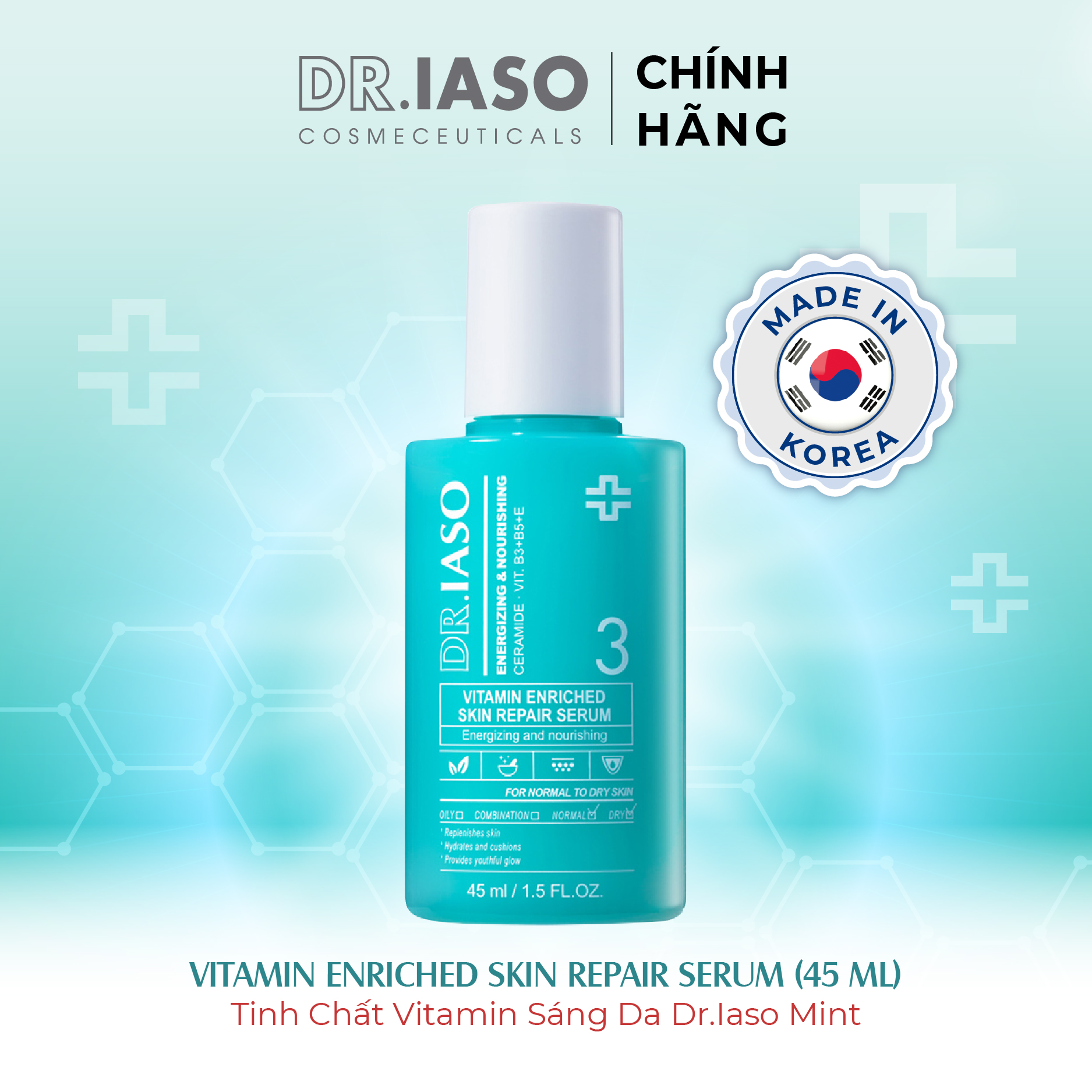 D36 Tinh Chất Vitamin Sáng Da Dr IASO VITAMIN ENRICHED SKIN REPAIR SERUM 45ml