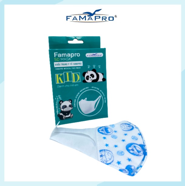 Khẩu trang y tế trẻ em quai vải Famapro 5D Mask Kid - Bé Dưới 10 Tuổi