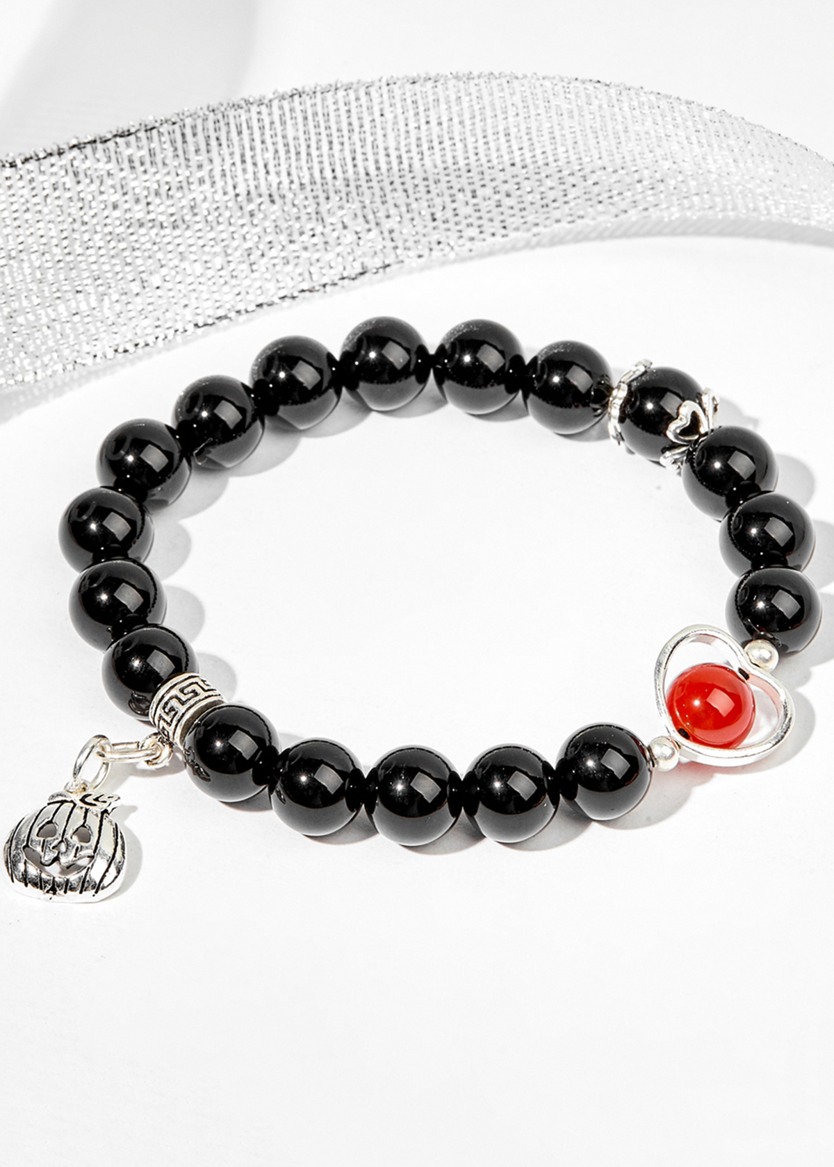 Vòng tay đá obsidian phối charm halloween  - Ngọc Quý Gemstones