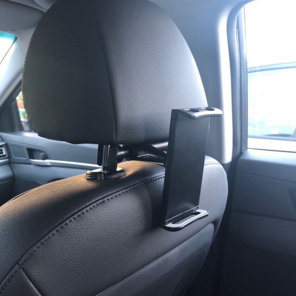 Kẹp điện thoại ipad xoay 360 độ treo ghế sau ô tô, xe hơi, giá đỡ kẹp máy tính bảng xoay dọc ngang bằng kim loại cao cấp - Hàng chính hãng