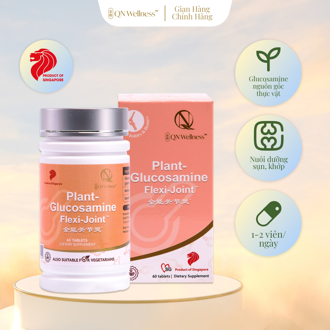 Viên Uống Hỗ Trợ Xương Khớp Plant Glucosamine QN Wellness Chiết Xuất Ngô Thuần Chay, Cung Cấp Máu Cho Khớp, Hỗ Trợ Giảm Sưng, Nâng Đỡ Sụn, Tăng Khả Năng Vận Động  - Hộp 60 Viên