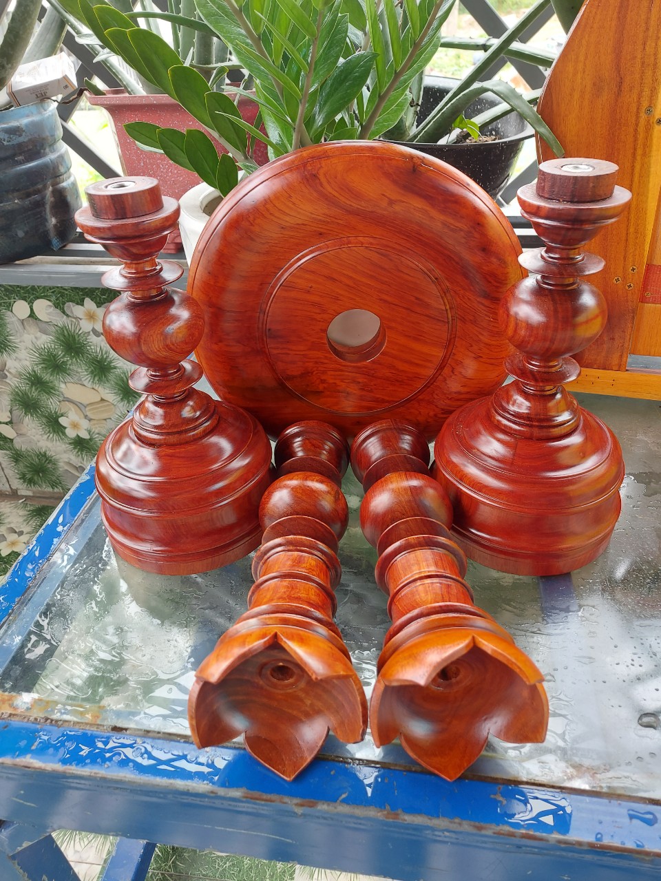 Cặp chân đèn gỗ hương cao 60cm