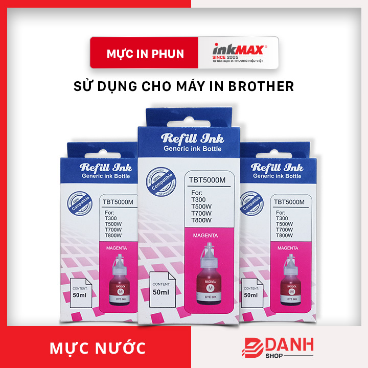 Bộ 4 màu - Mực nước inkMAX / Mực màu inkMAX dùng cho máy in phun Brother T300, T310,T500, T510W, T700, T710W, T810W, T910W, T4000, T4500DW