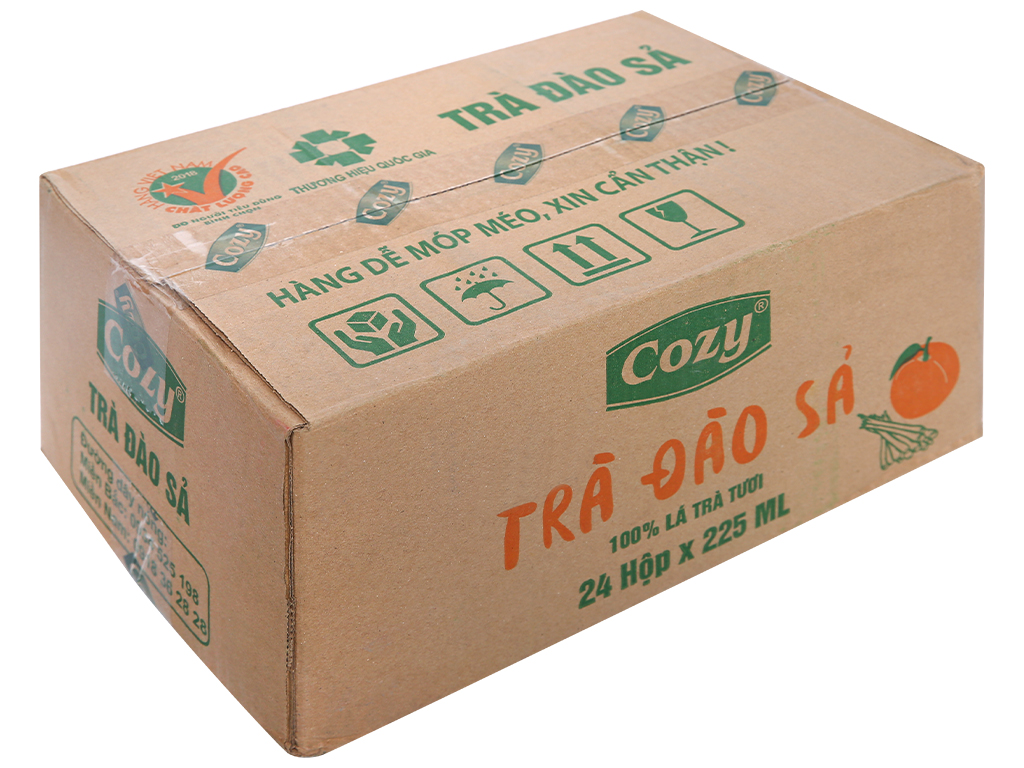 Thùng 24 hộp trà đào sả Cozy 225ml