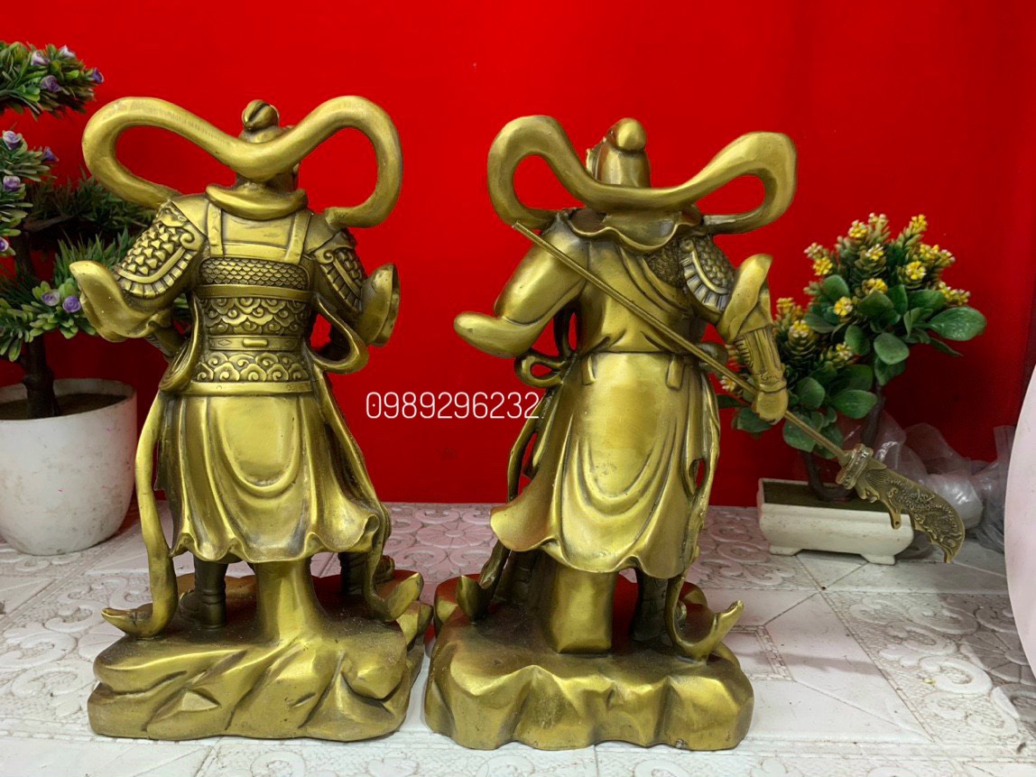 Bộ Tượng Quan Công – Vi Đà Hộ Pháp đứng bằng đồng vàng