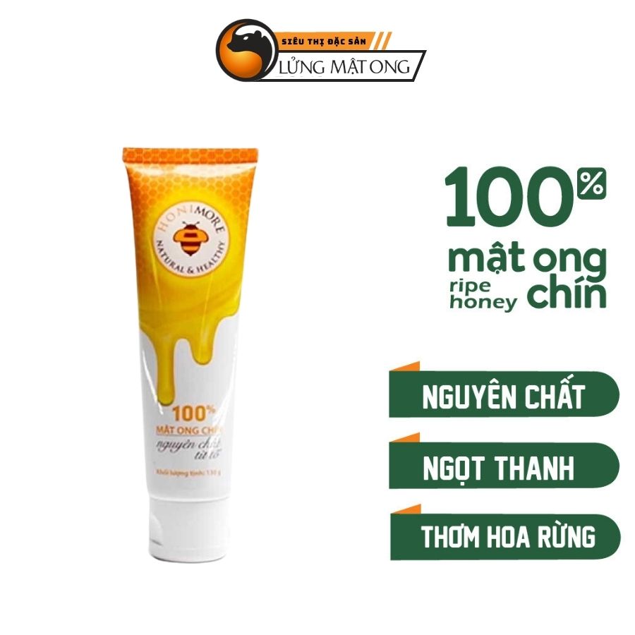 Mật ong rừng Hoa Miền Núi dạng tuýp tiện dụng 130g - 100% mật ong chín Honimore 