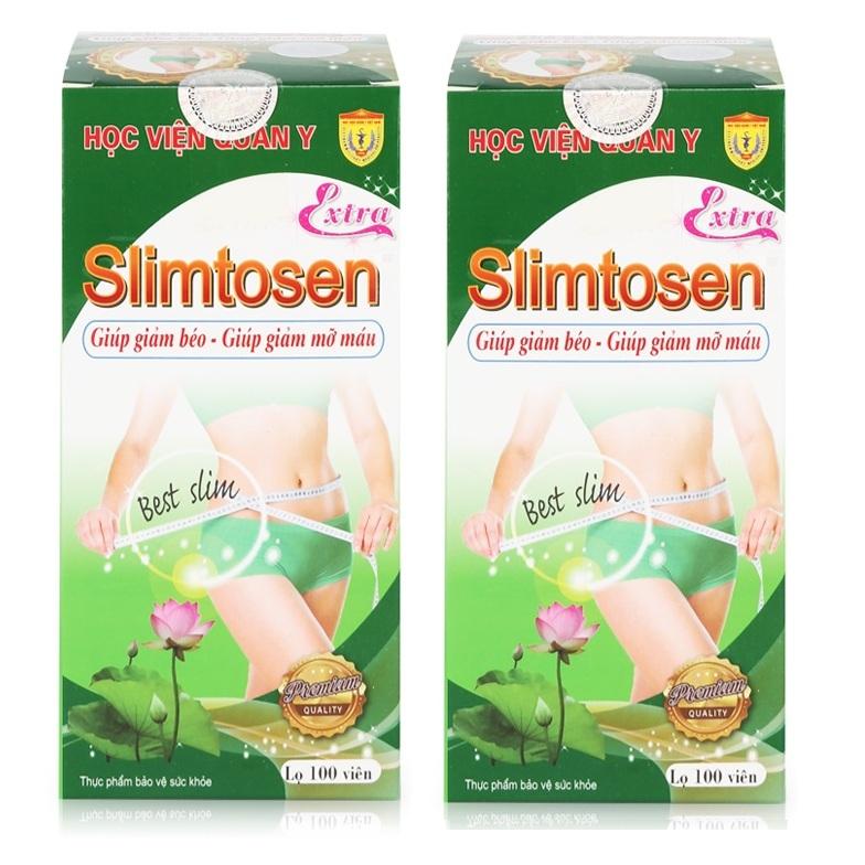 Combo 2 Thực phẩm chức năng viên uống hỗ trợ giảm cân tan mỡ chiết xuất lá sen Slimtosen Extra Học viện quân y Việt Nam