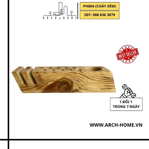 Hộp khay ống đựng cắm bút bằng gỗ THÔNG  MỸ để bàn Arch &amp; Home cao cấp dành cho bàn học, văn phòng, quà tặng độc đáo (PH004