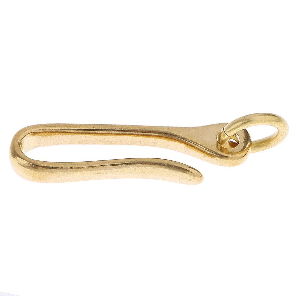 2x Vintage Solid Brass Belt Fish Hook U Loop Keychain Key Accessories