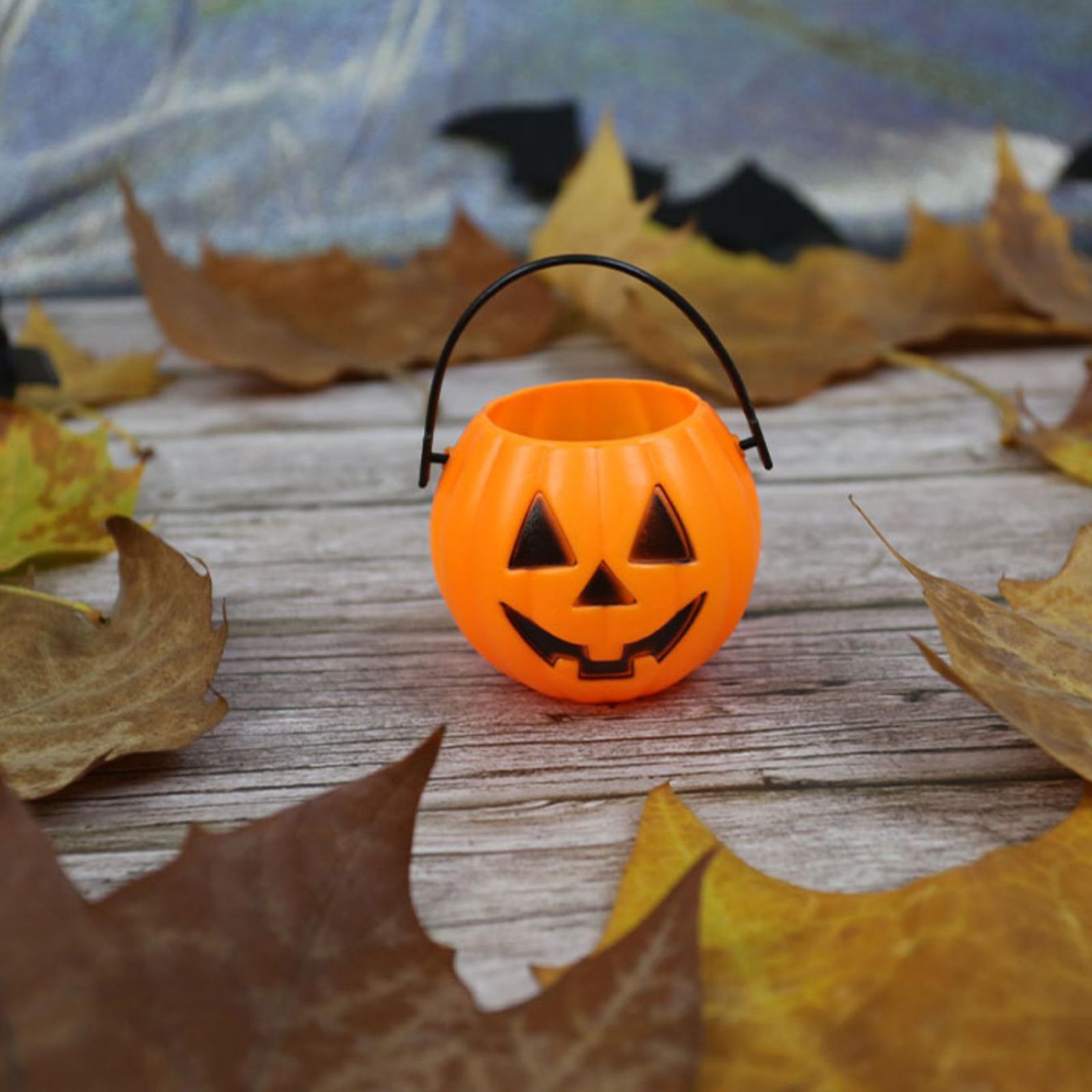 6x Halloween Pumpkin Buckets Candy Pail Holder Decoration for Favors