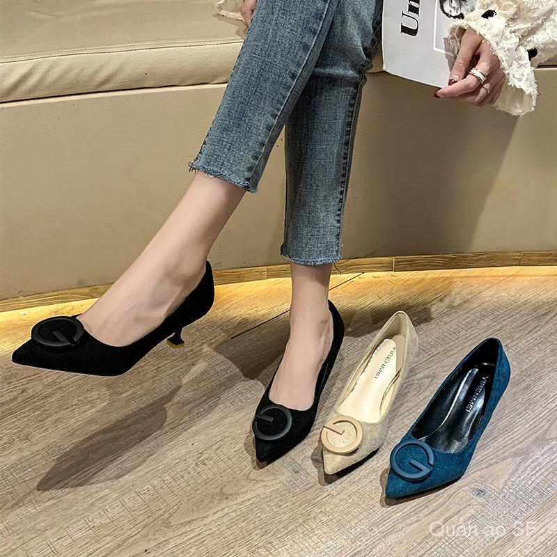 Giày cao gót mũi nhọn phong cách Hàn Quốc thời trang cho nữ