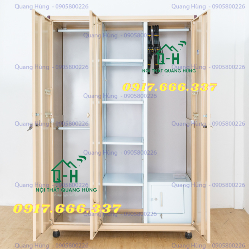 TỦ SẮT ĐỰNG QUẦN ÁO SƠN TĨNH ĐIỆN 3 CÁNH TH18K3 MÀU CÀ PHÊ DÀNH CHO GIA ĐÌNH