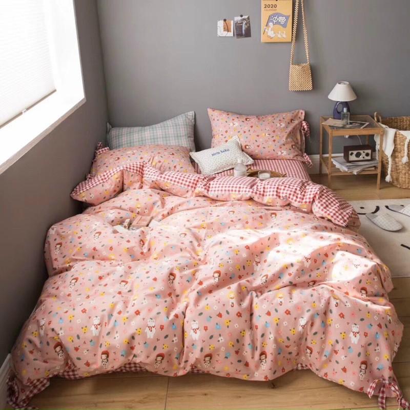 Bộ Chăn Ga Gối Cotton Living Hàng Nhập Khẩu Cao Cấp 4 Món 100% cotton Siêu Đáng Yêu