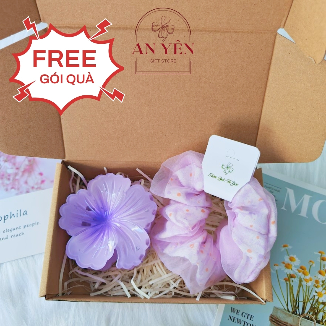 Set Quà Tặng Kẹp Tóc Hoa Mẫu Đơn và Dây Cột Scrunchies Nàng Thơ No.10 Tặng Sinh Nhật Bạn Gái Người Yêu 20/10 8/3