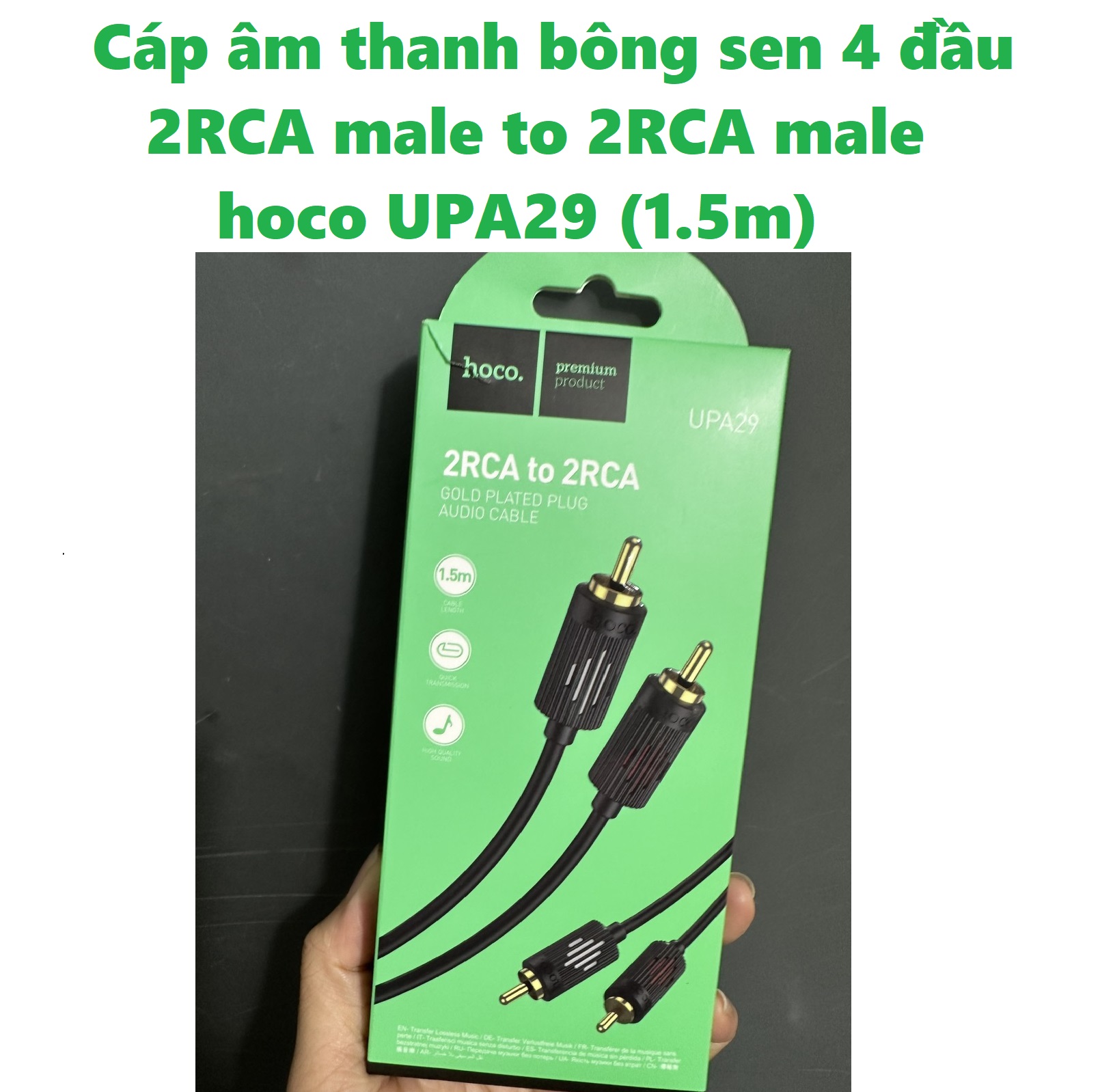 Dây âm thanh bông sen 4 đầu 2 RCA male ra 2 RCA male cho TV DVD loa hoco UPA29 _ Hàng chính hãng