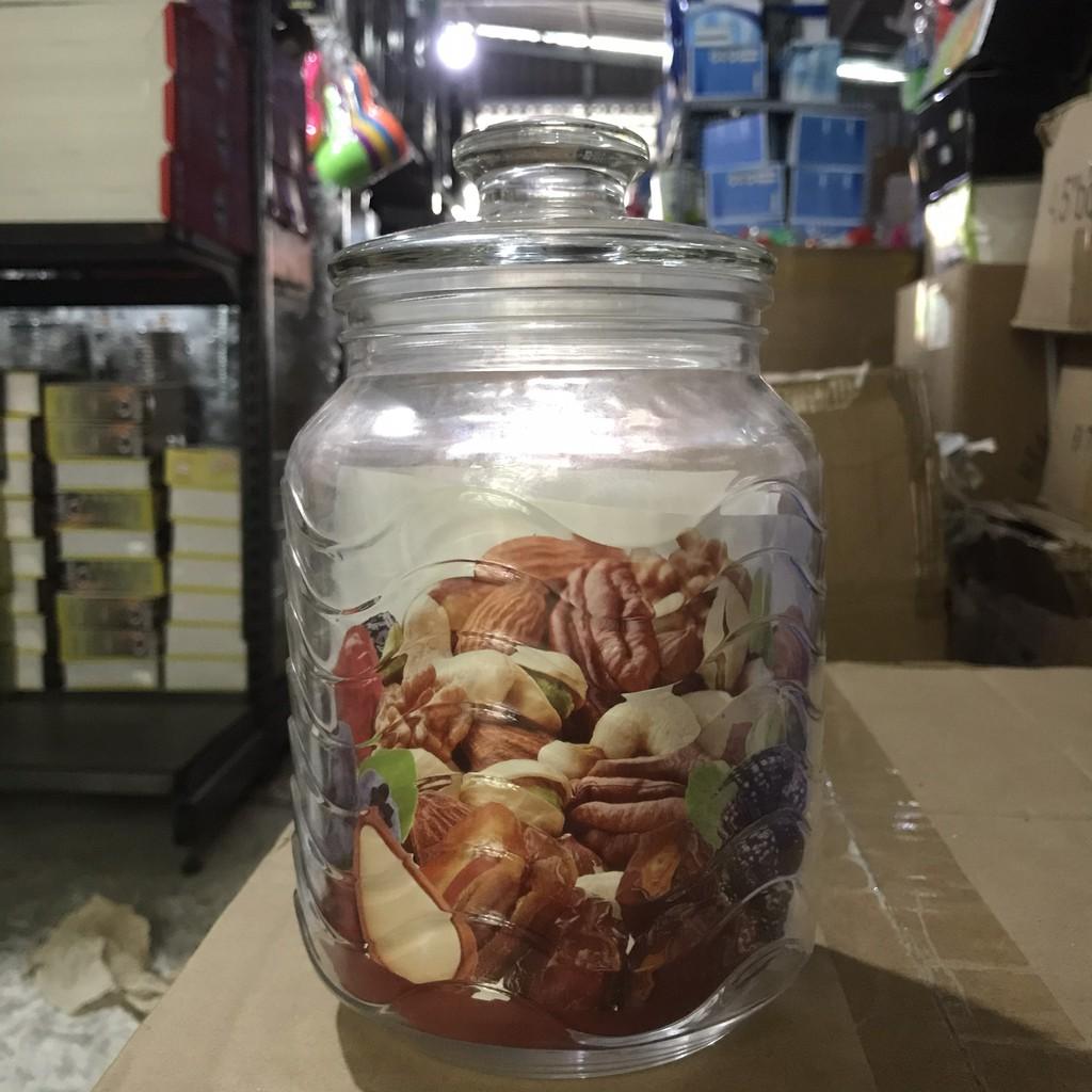 Hũ thủy tinh Hũ Đựng Gia Vị - Lọ Thủy Tinh Núm 2 lit